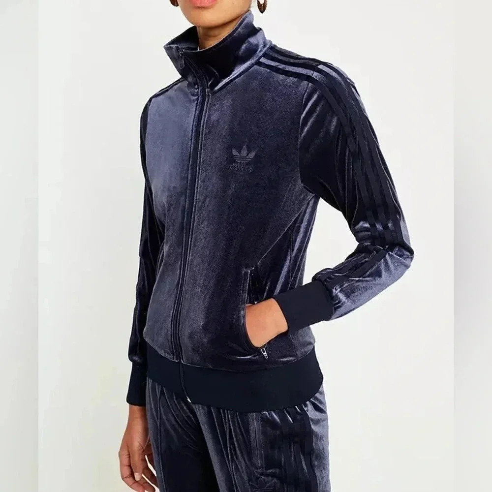 ADIDAS Blue Velvet Firebird Originals Track Full Zip Jacket, Womens Size M